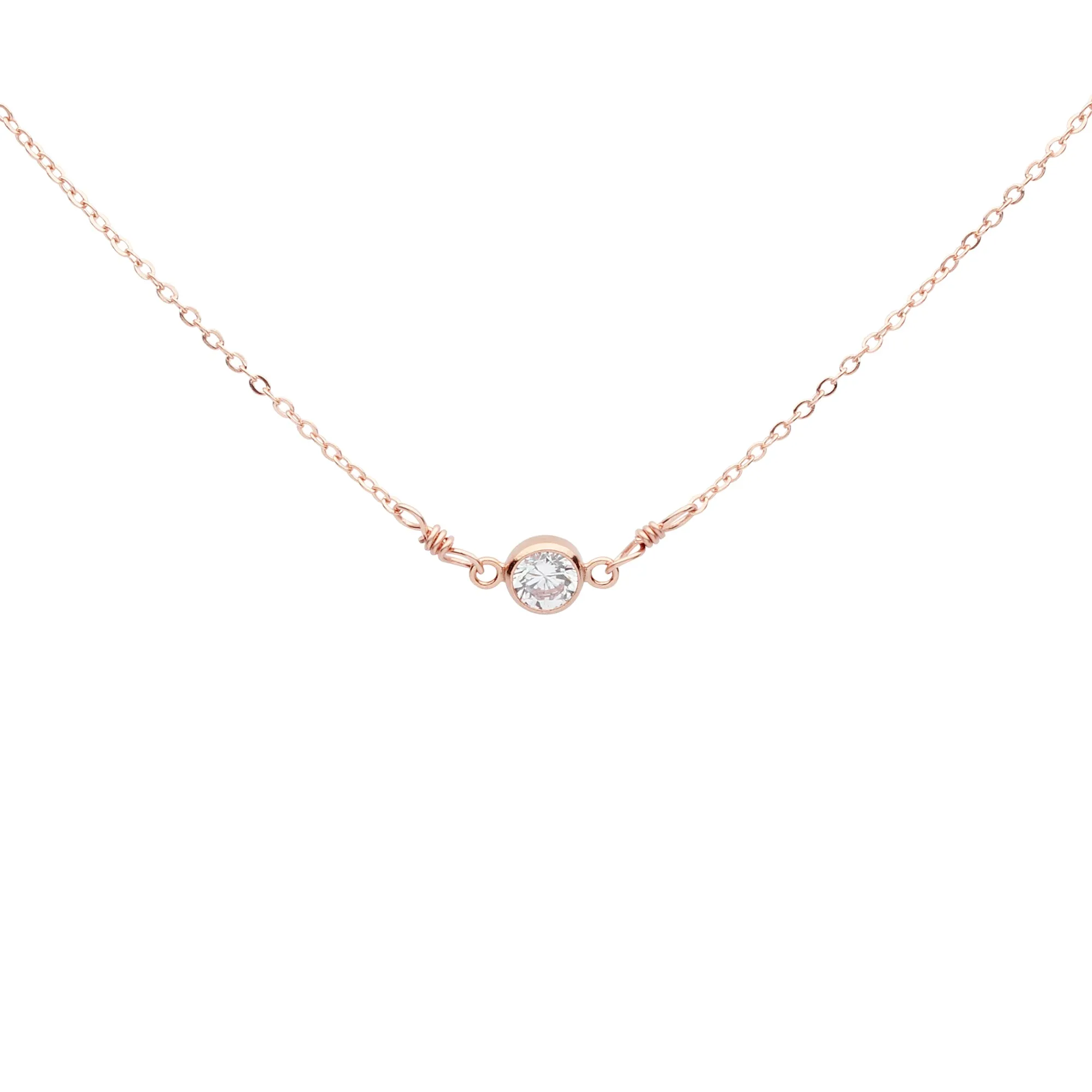 4mm Round CZ Bezel Link Necklace