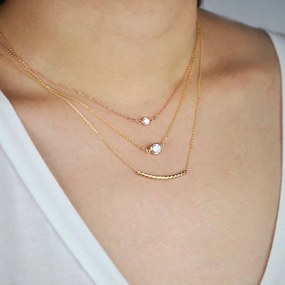 4mm Round CZ Bezel Link Necklace