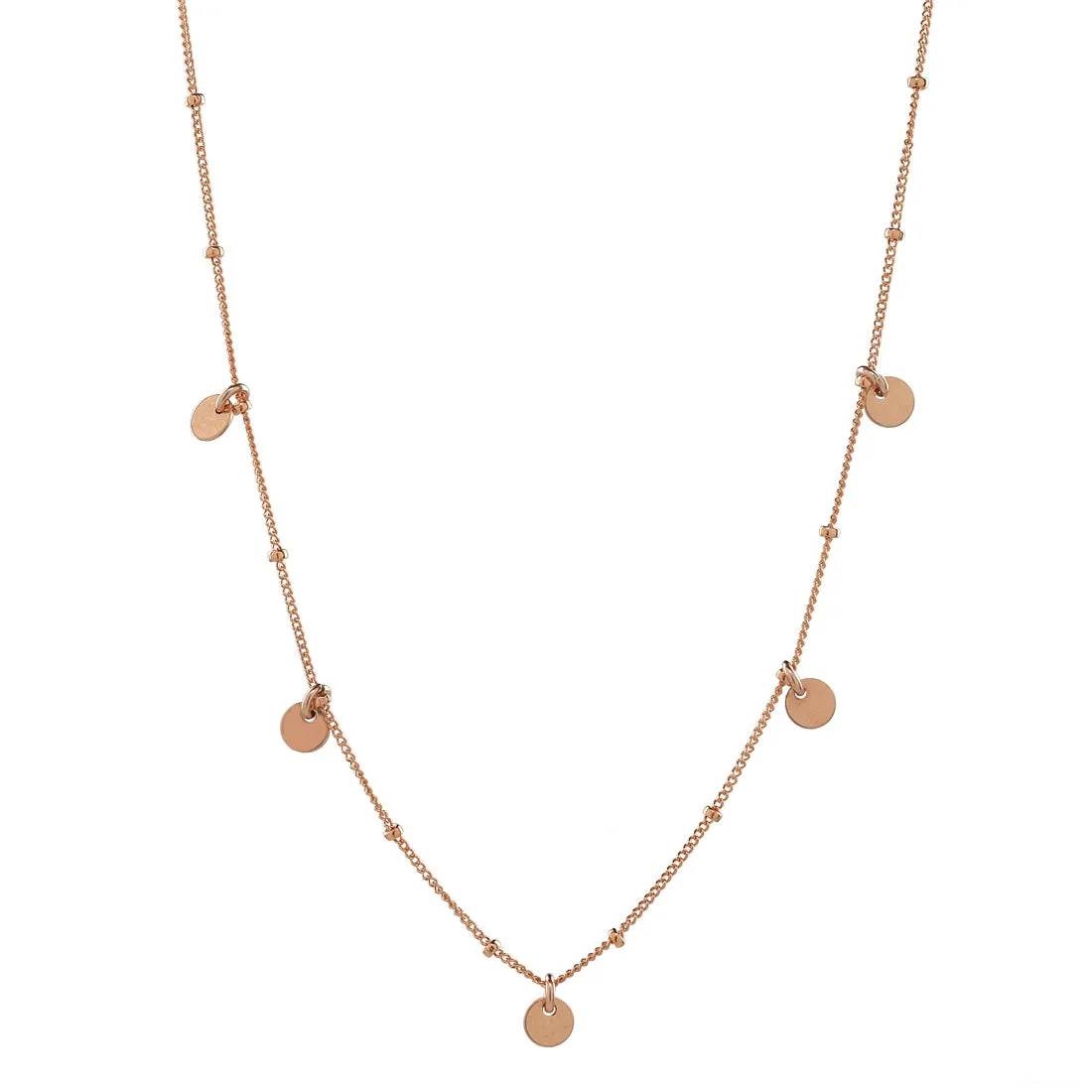 5 Tiny Discs Ball Chain Necklace