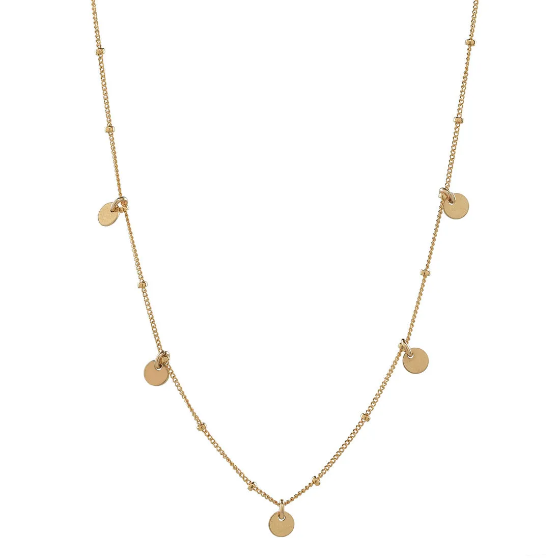 5 Tiny Discs Ball Chain Necklace