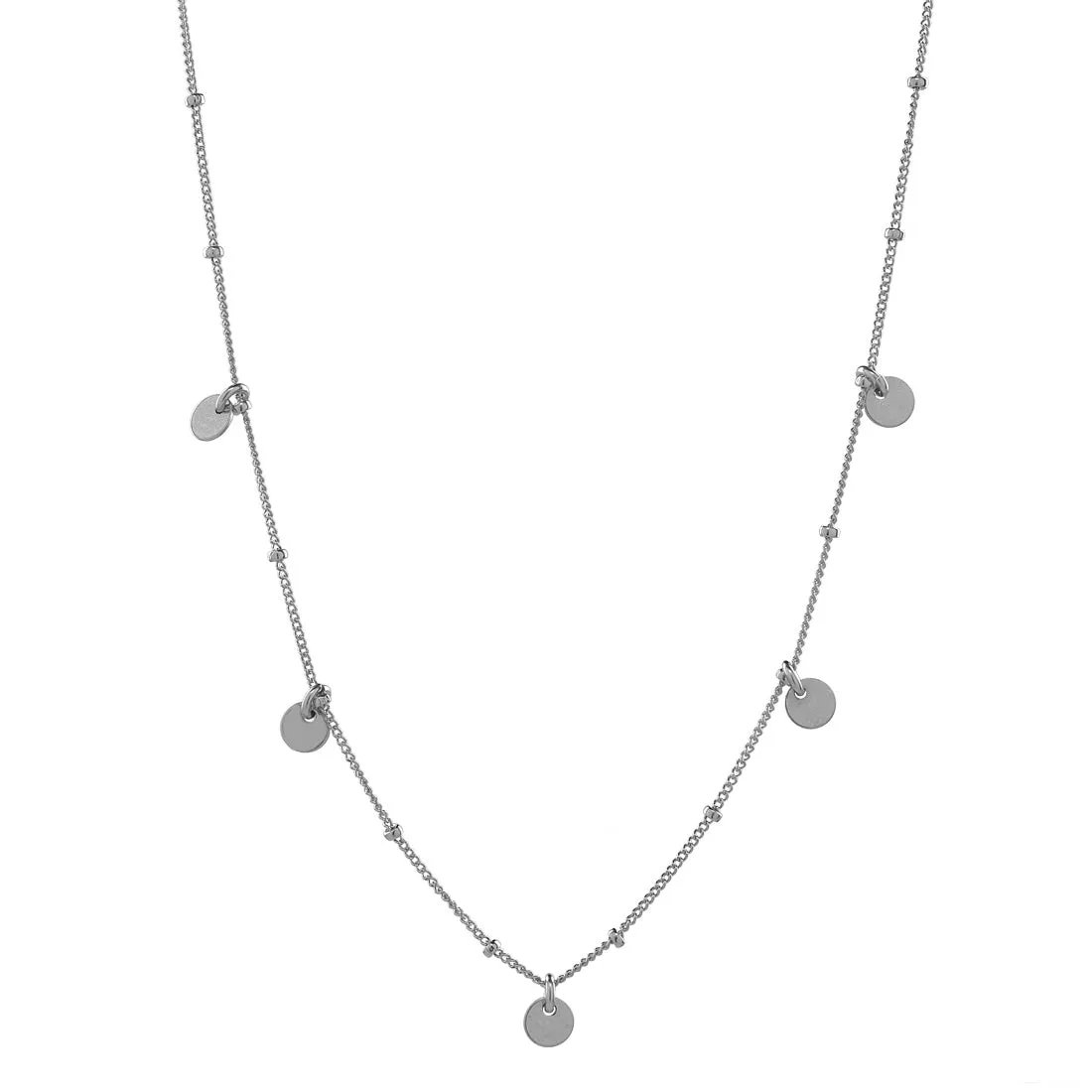 5 Tiny Discs Ball Chain Necklace
