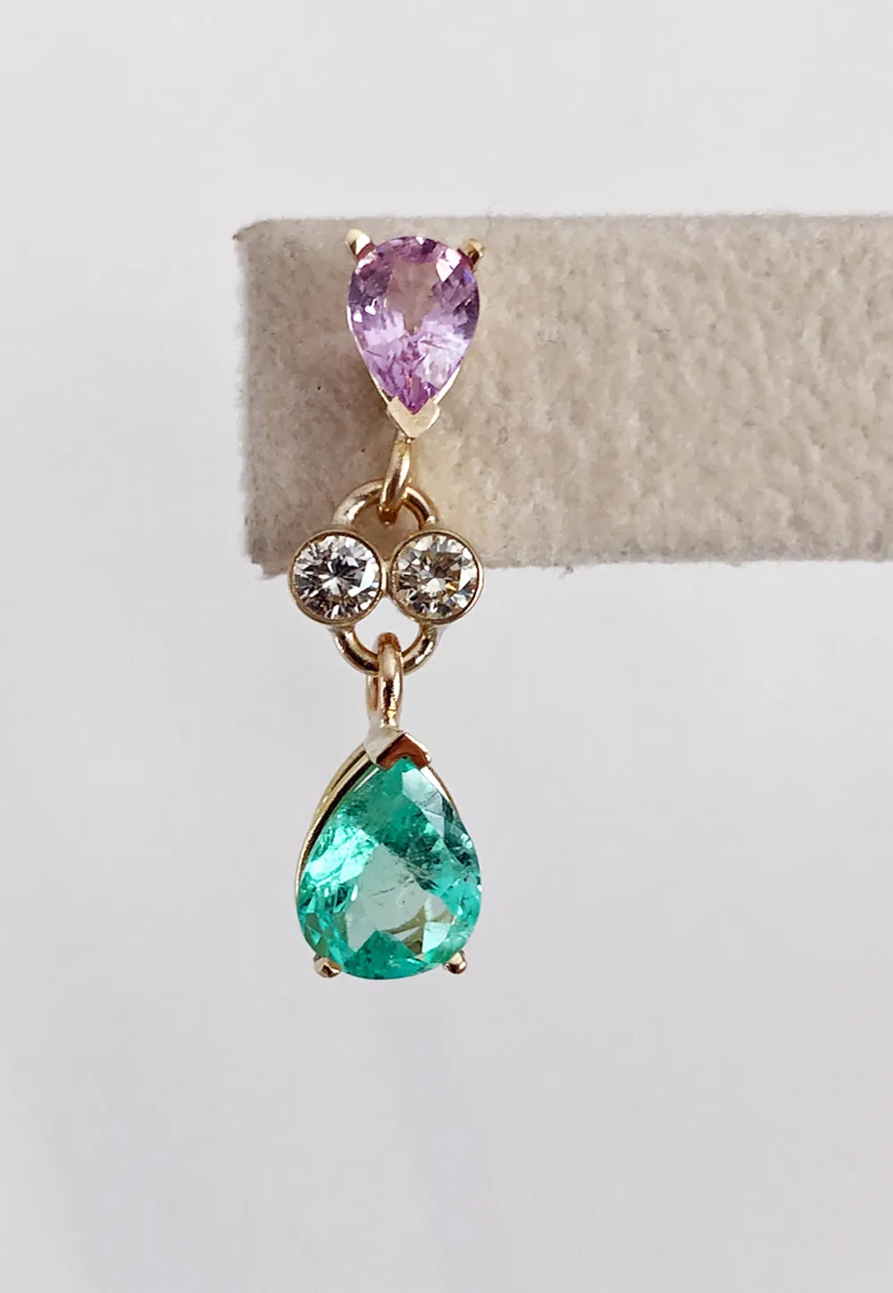 5.20 Carat Natural Emerald Sapphire Diamond Dangle Earrings 18 Karat