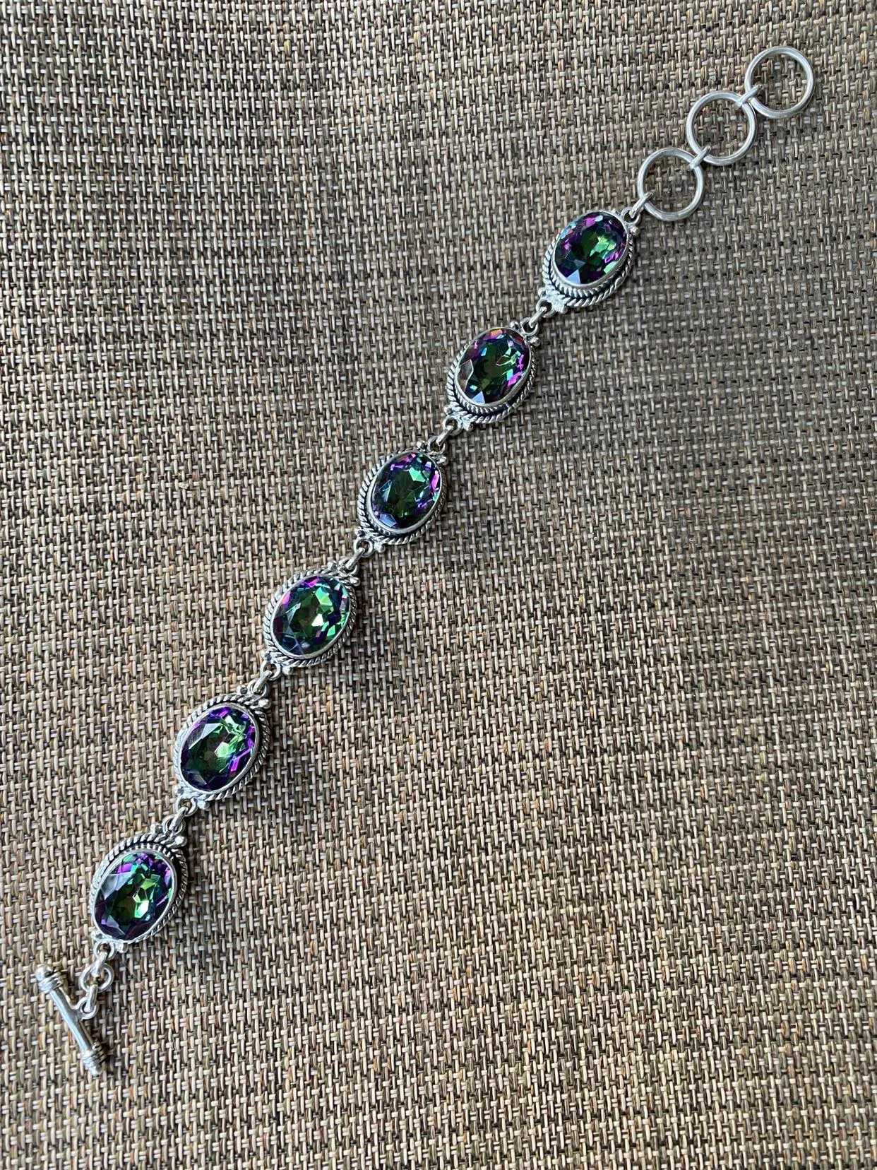 6-8" adjustable Mystic Topaz Bracelet Adjustable