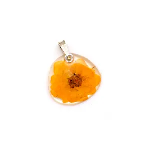 69215 Tiny Whole Yellow Rose flower pendant