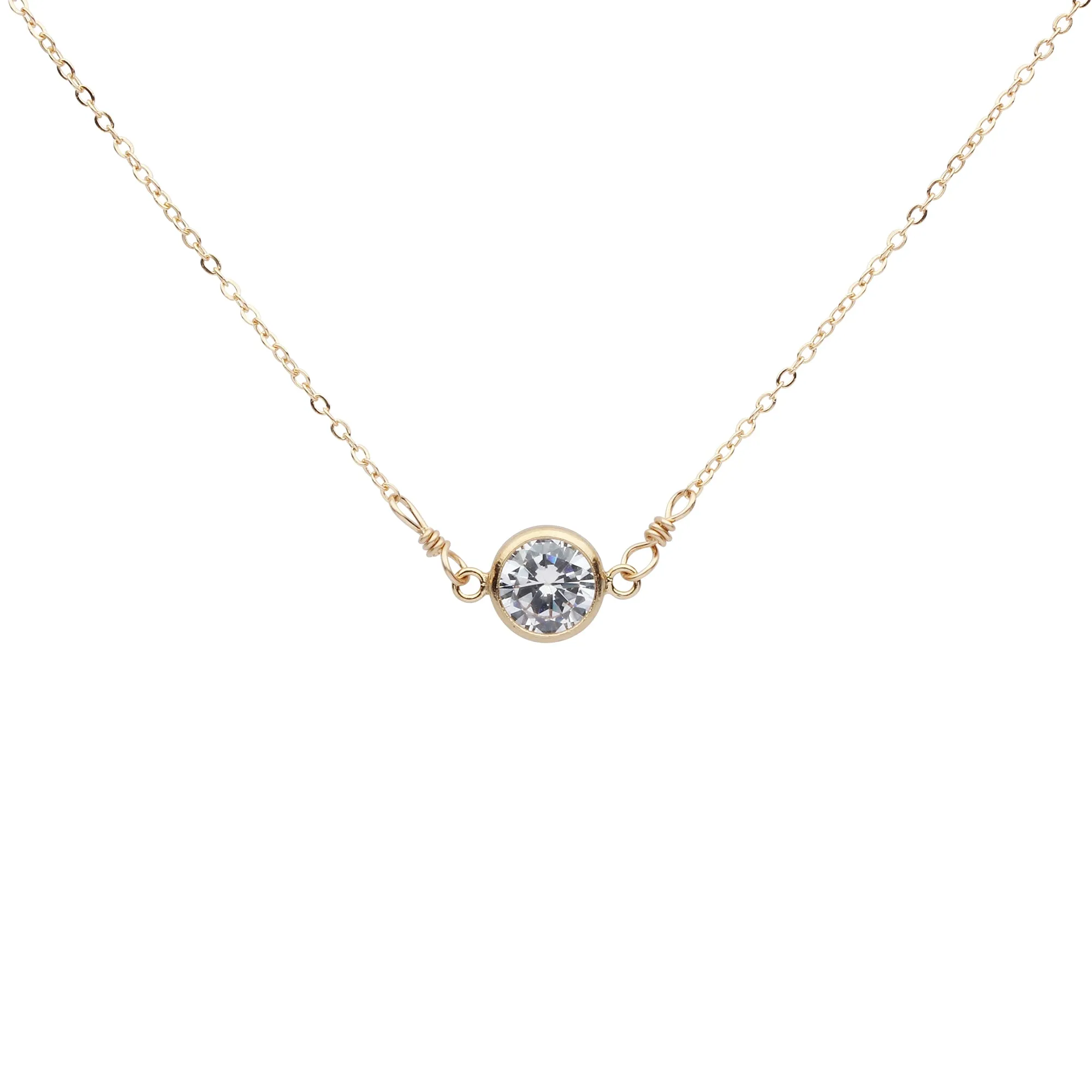 6mm Round CZ Bezel Link Necklace