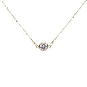 6mm Round CZ Bezel Link Necklace