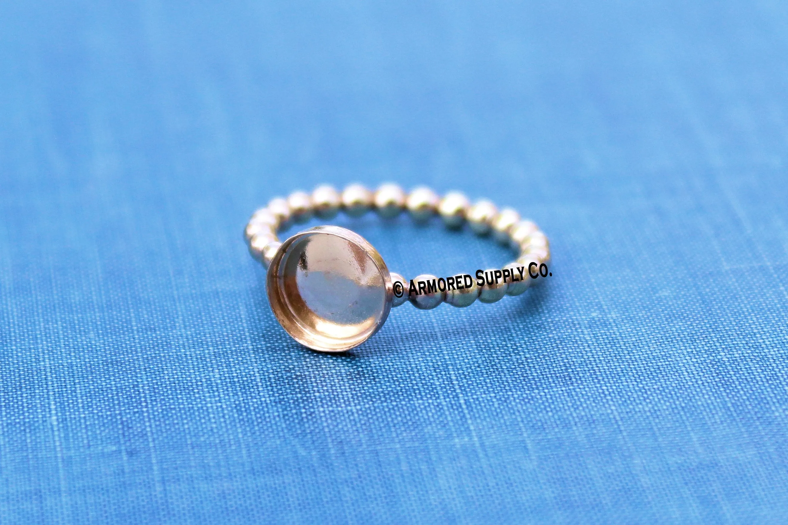 8mm Gold Filled Beaded Bezel Cup Ring blank