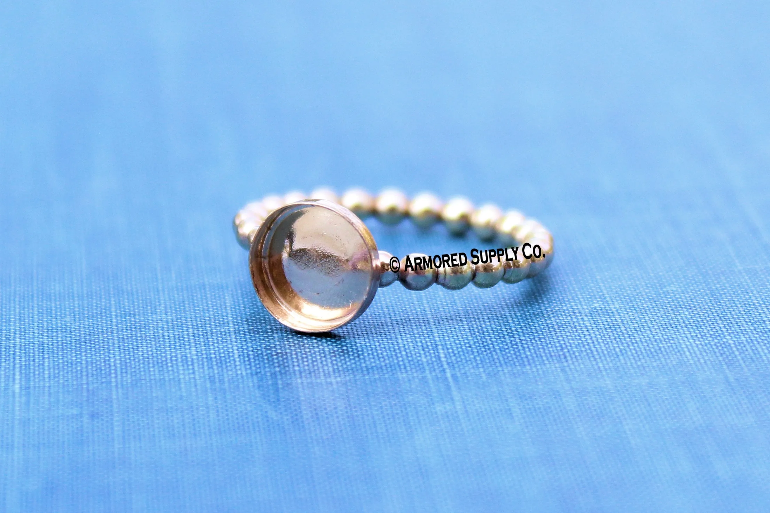 8mm Gold Filled Beaded Bezel Cup Ring blank