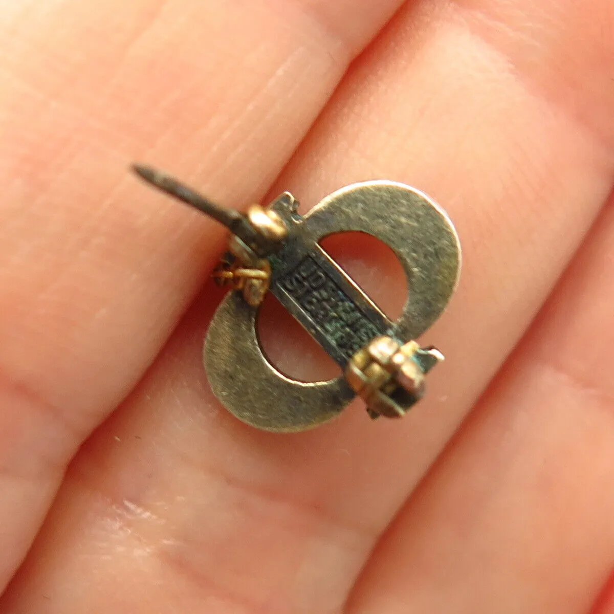 925 Sterling Gold Plated Antique Faux Pearl "Beta Sigma Phi" Sorority Brooch