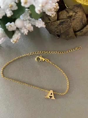 A-Z Letter Gold Plated Adjustable Bracelets