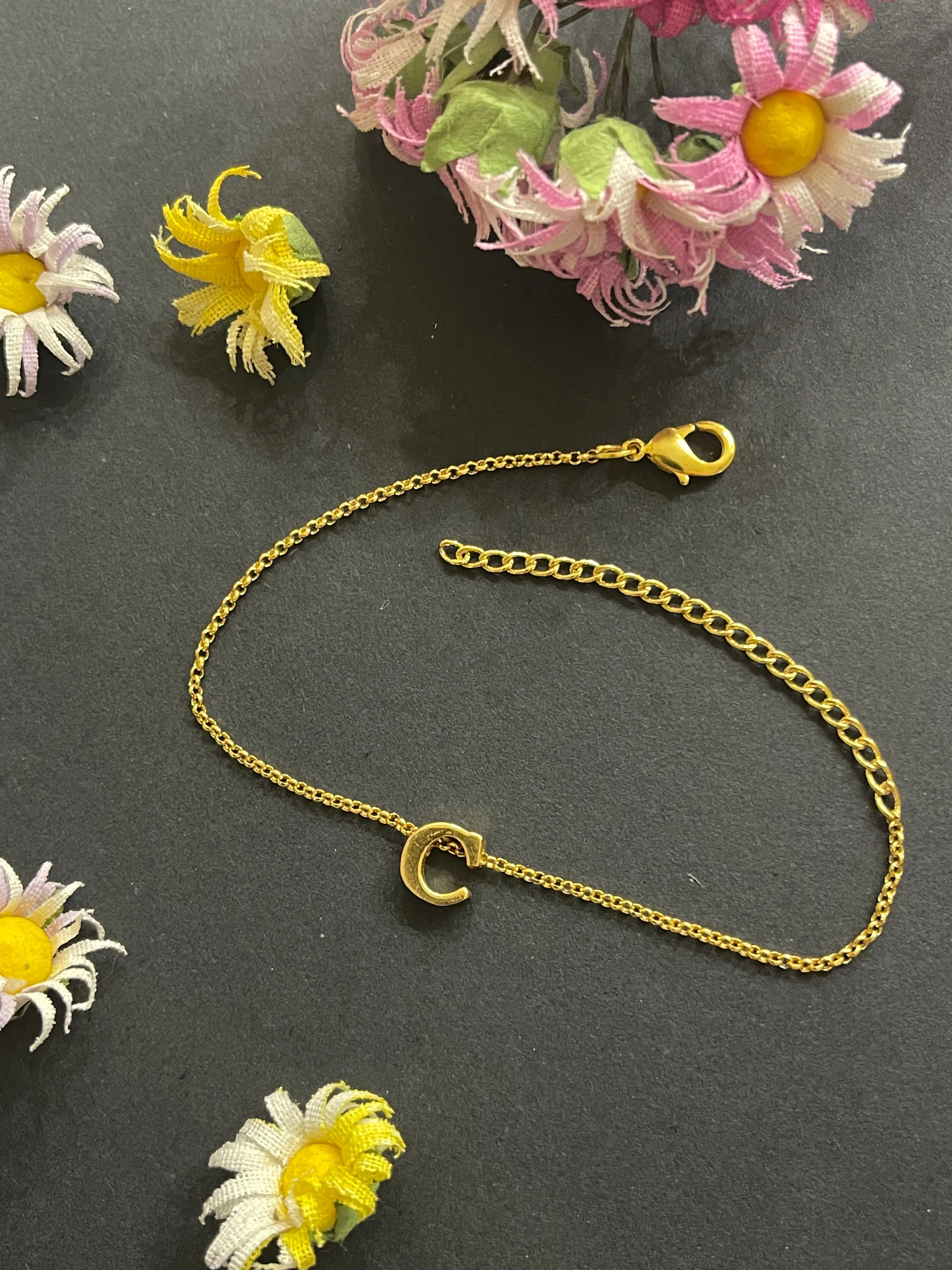 A-Z Letter Gold Plated Adjustable Bracelets