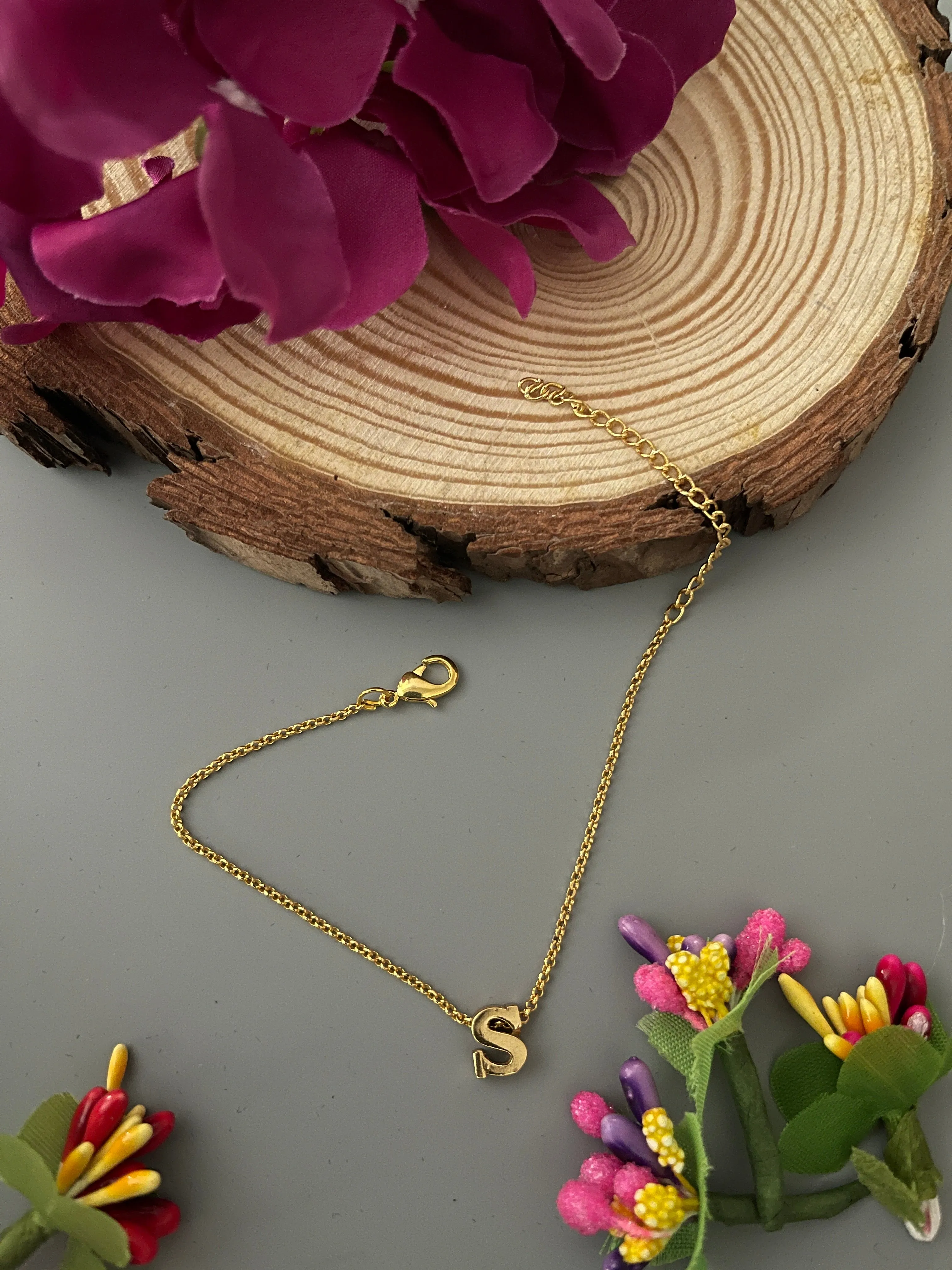 A-Z Letter Gold Plated Adjustable Bracelets