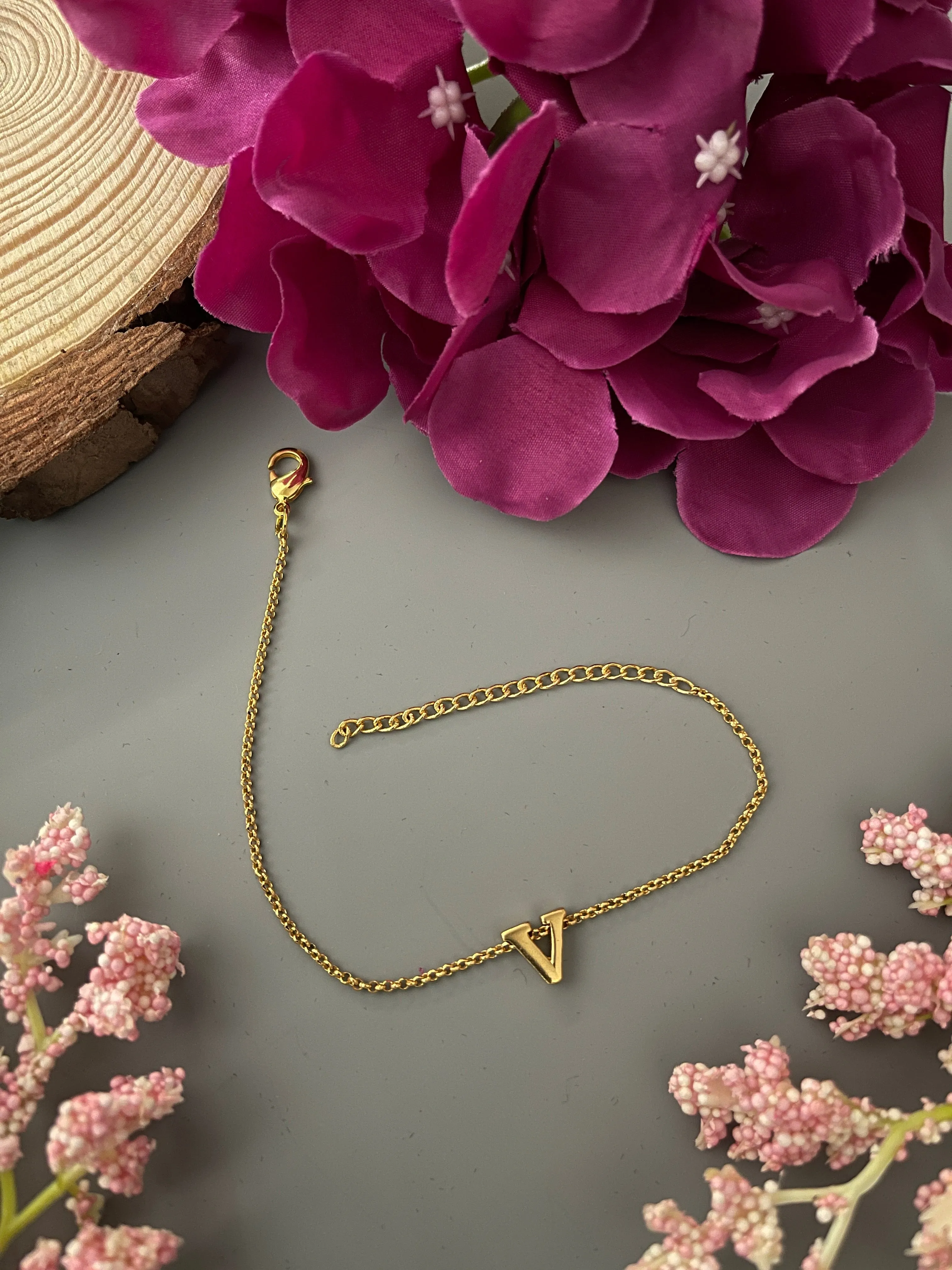 A-Z Letter Gold Plated Adjustable Bracelets