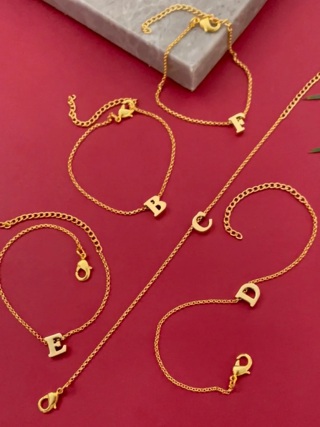 A-Z Letter Gold Plated Adjustable Bracelets