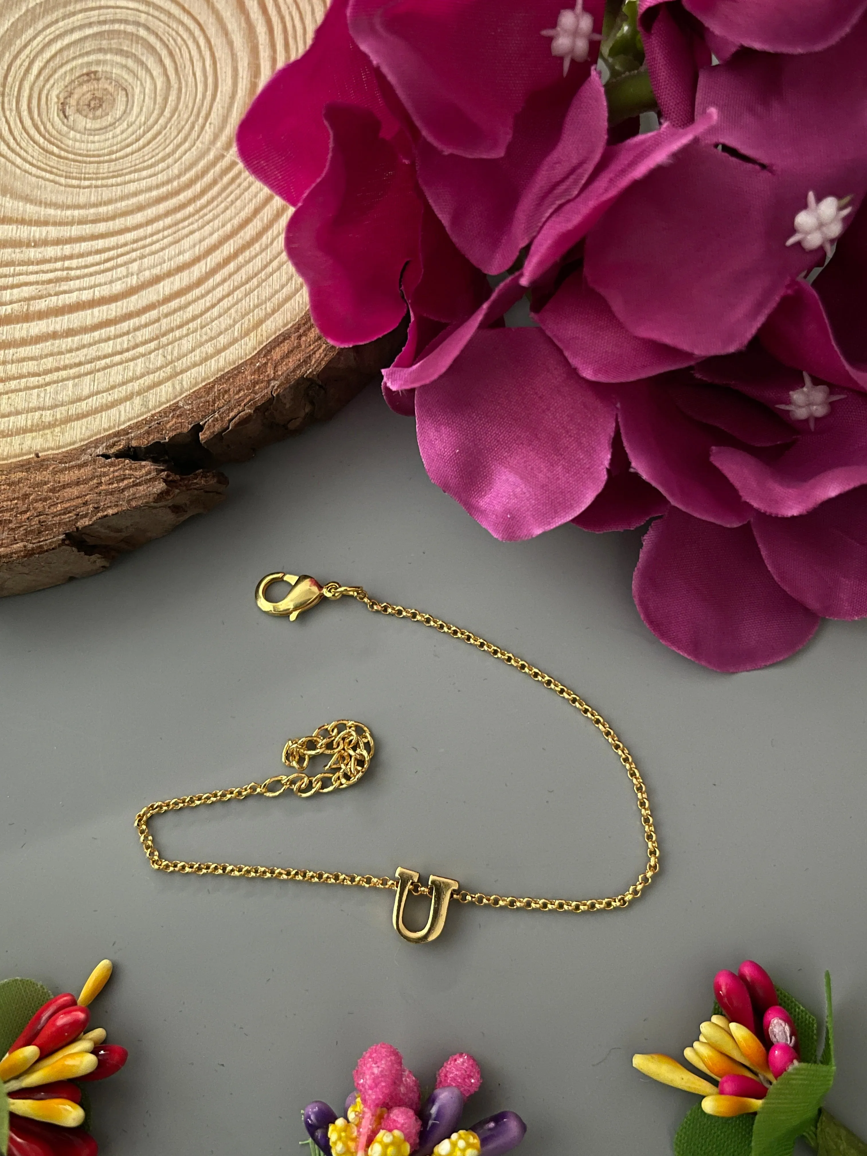 A-Z Letter Gold Plated Adjustable Bracelets