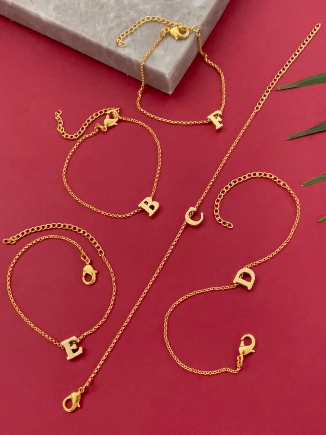 A-Z Letter Gold Plated Adjustable Bracelets