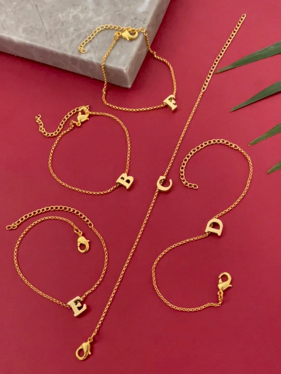 A-Z Letter Gold Plated Adjustable Bracelets