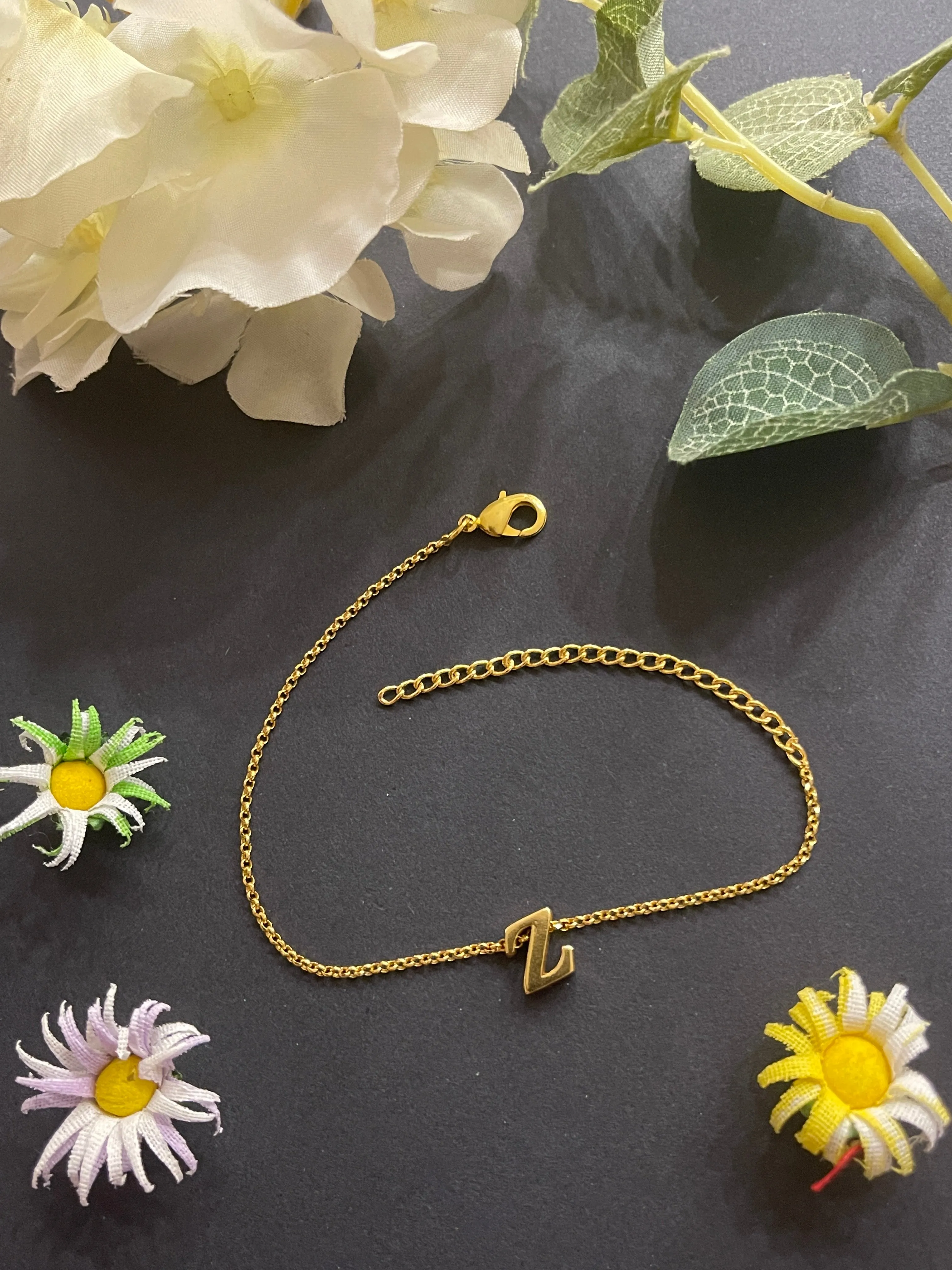 A-Z Letter Gold Plated Adjustable Bracelets
