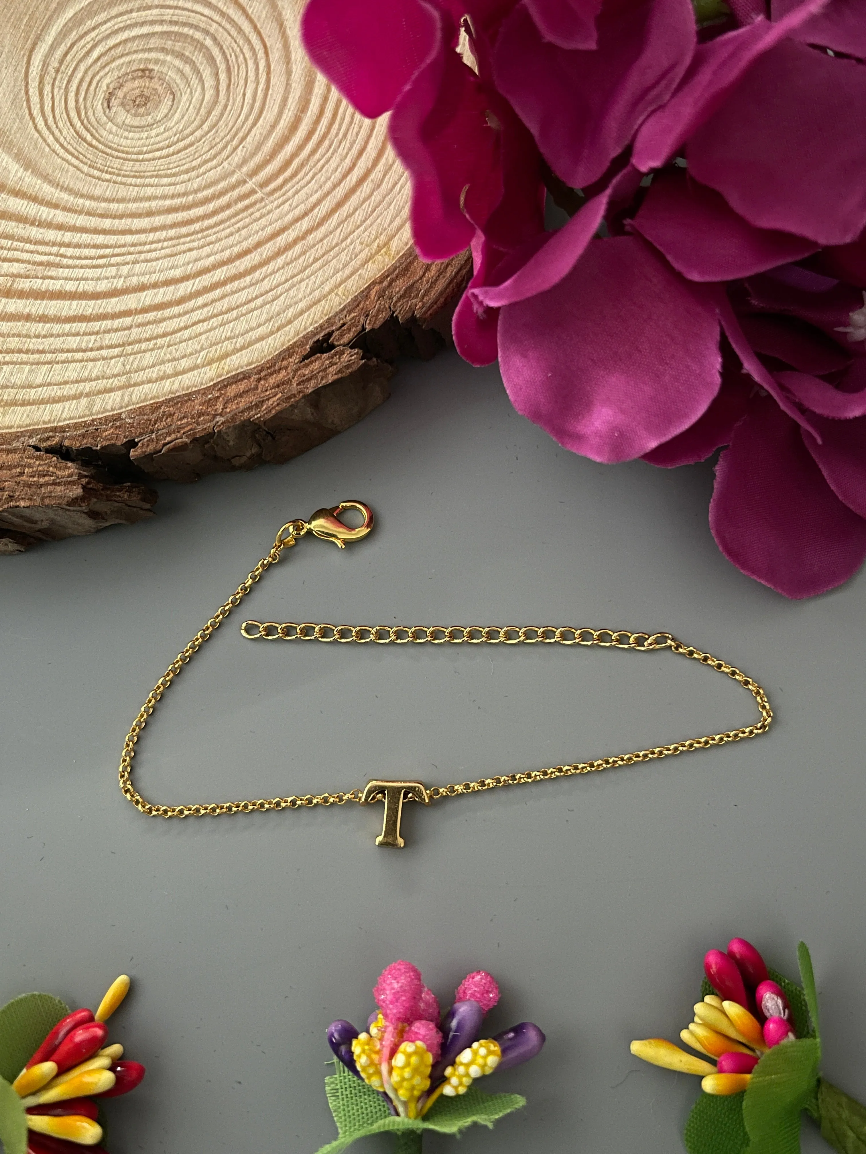 A-Z Letter Gold Plated Adjustable Bracelets