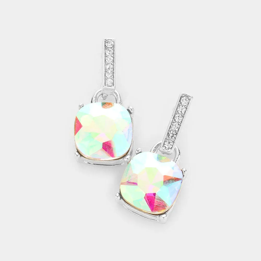 AB  Cushion Square Dangle Pageant Earrings | Interview Earrings |  570284