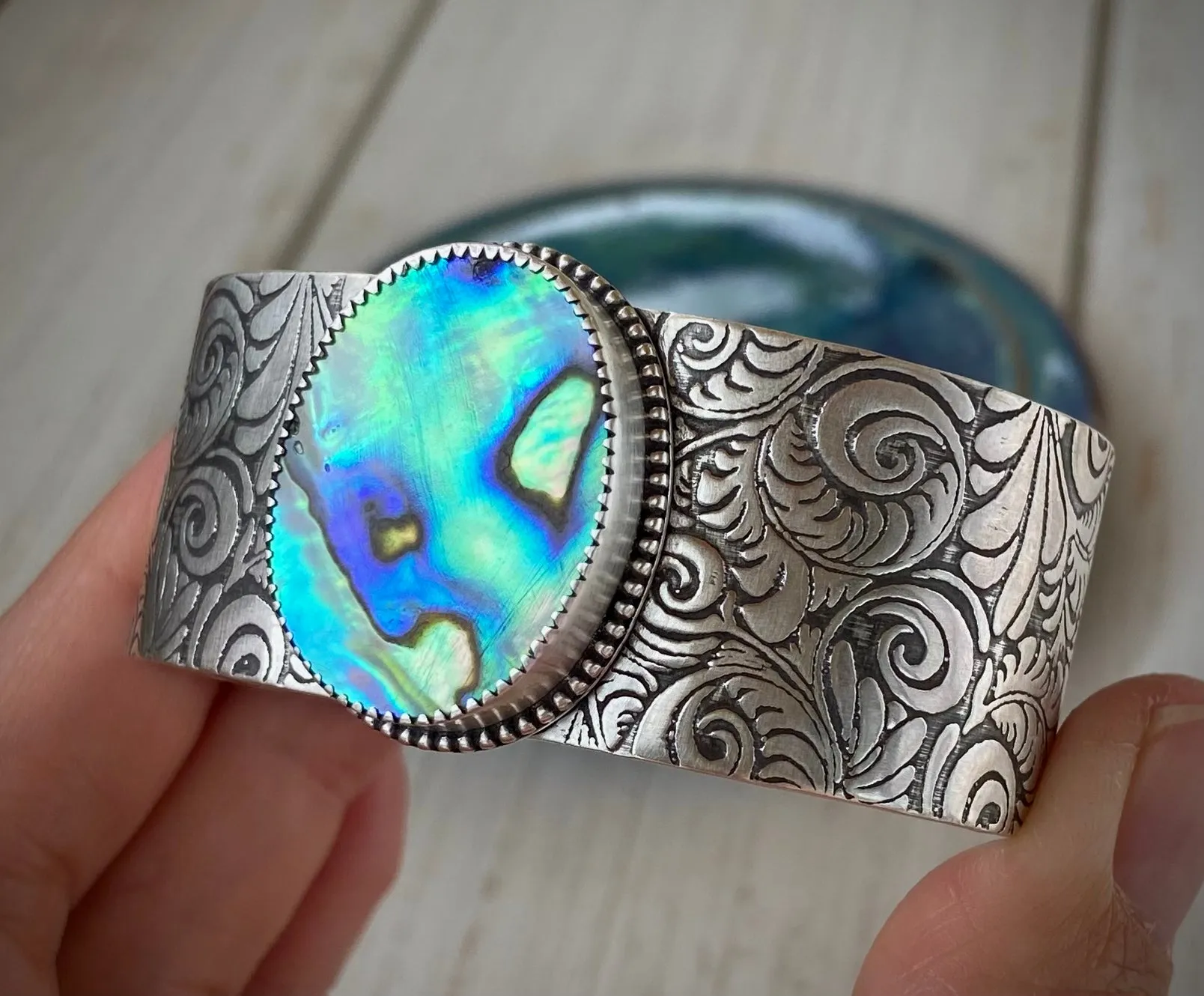 Abalone Flourish Cuff