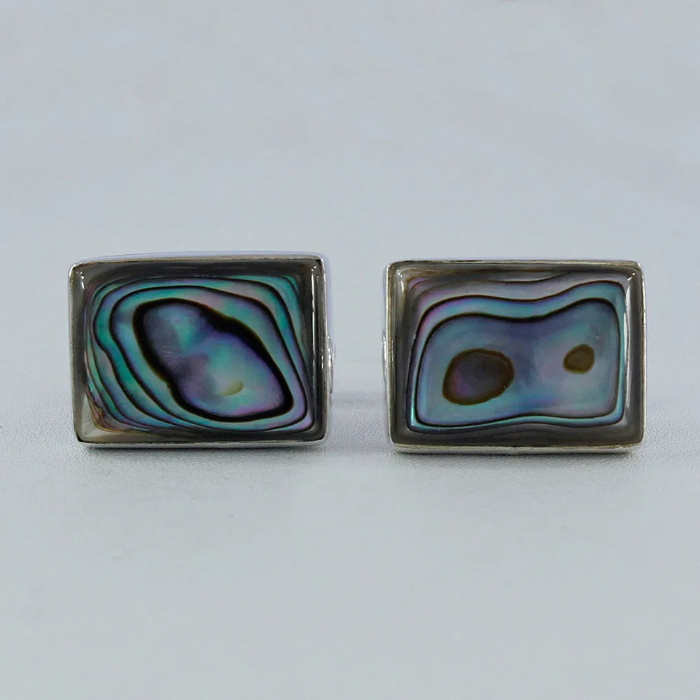 Abalone shell rectangle Shape Cufflink 925 Silver Jewelry