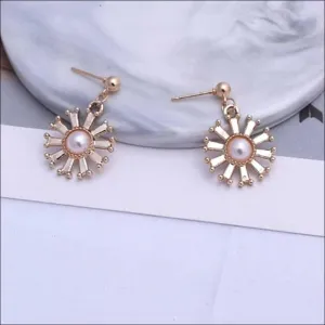 Acacia Floral Golden Drop Earrings