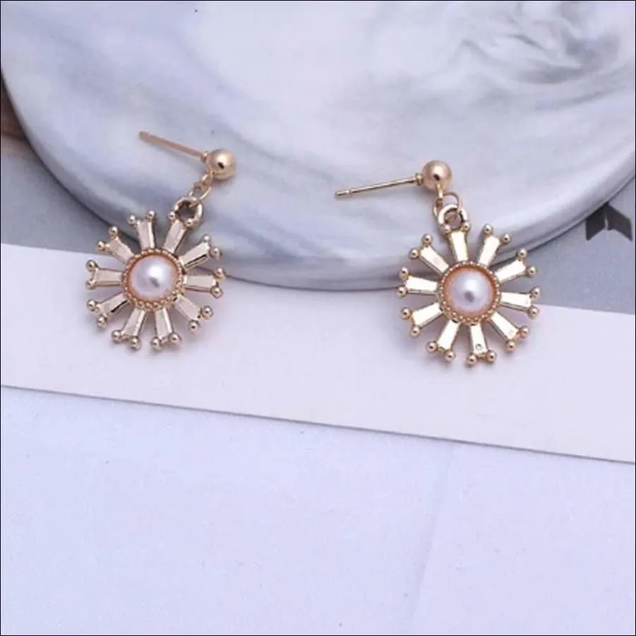 Acacia Floral Golden Drop Earrings