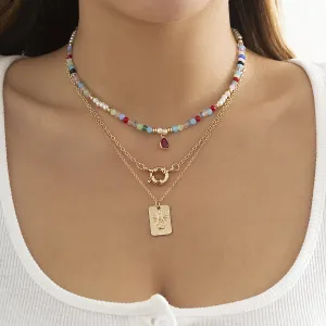 Acrylic & Crystal Pendant Necklace Set