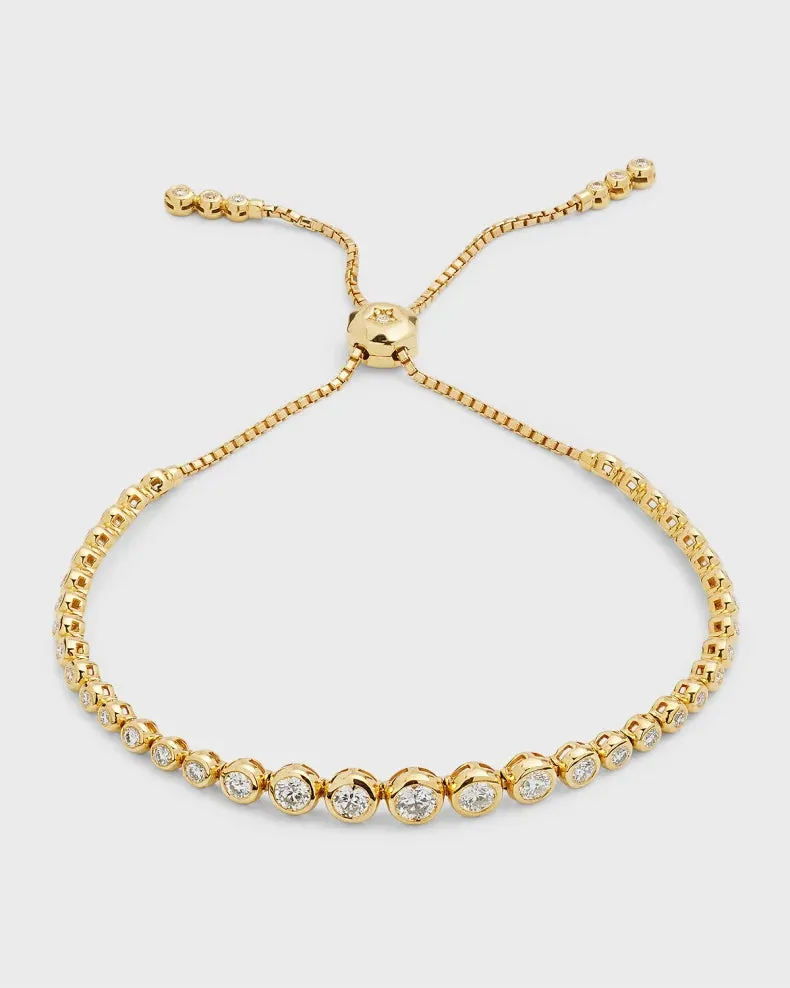 Adjustable Bezel Set Bracelet Natural Diamond Bracelet