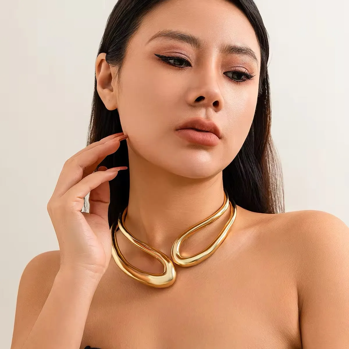 African Tribal Exaggerated Collar Choker Necklace