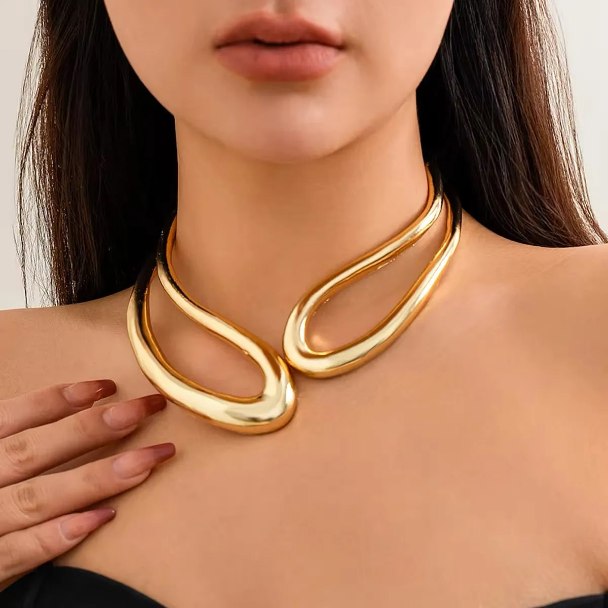 African Tribal Exaggerated Collar Choker Necklace