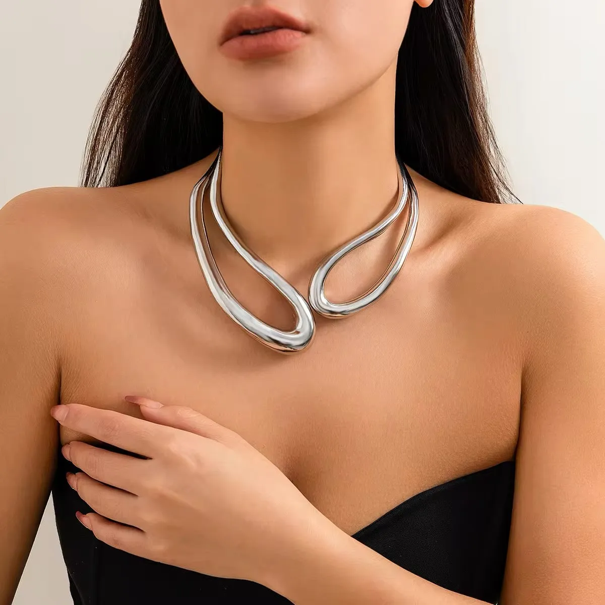 African Tribal Exaggerated Collar Choker Necklace