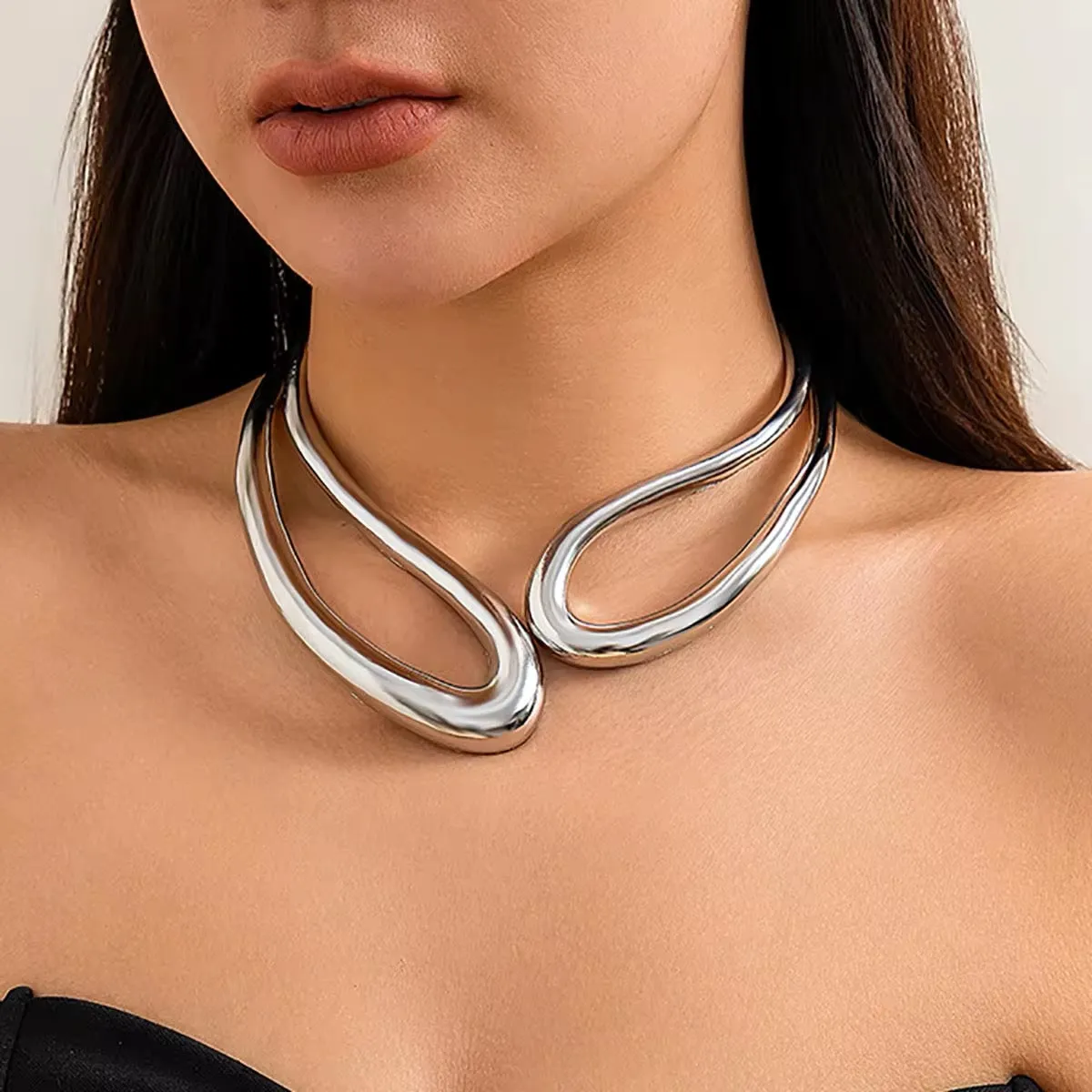 African Tribal Exaggerated Collar Choker Necklace