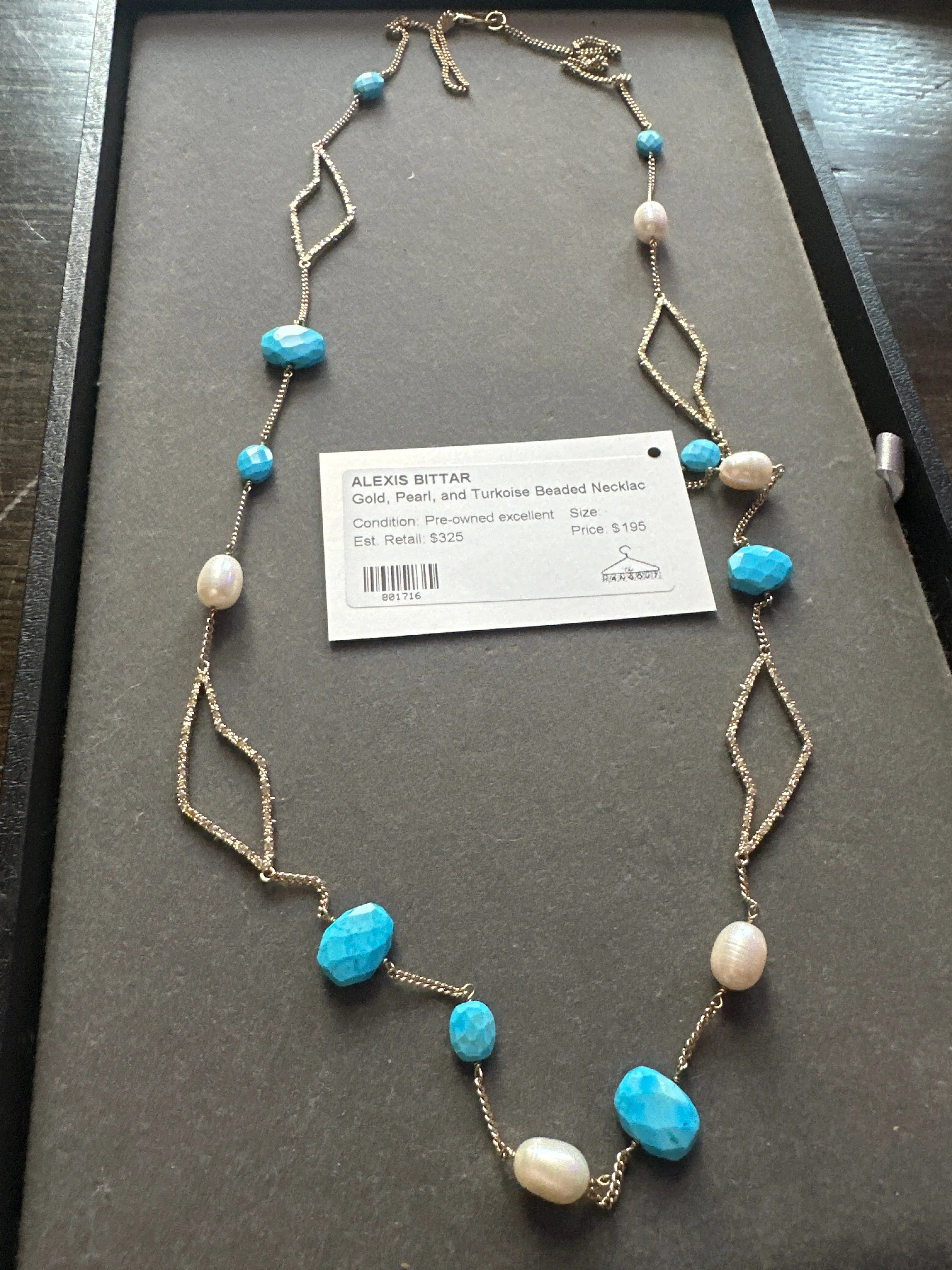 Alexis Bittar Gold, Pearl, and Turkoise Beaded Israel Necklace