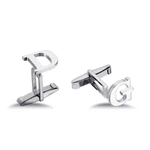 Alphabet Letter Cufflinks Sterling Silver Handmade Men's Jewelry