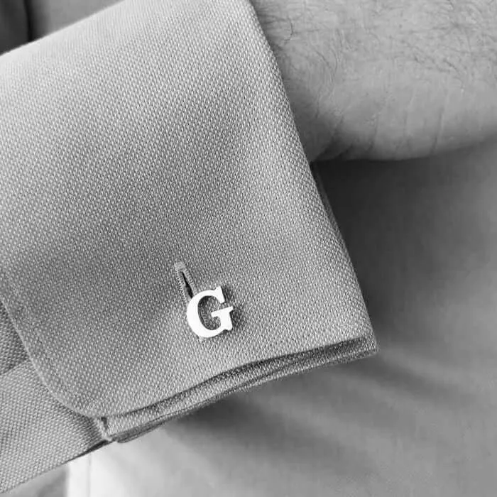 Alphabet Letter Cufflinks Sterling Silver Handmade Men's Jewelry