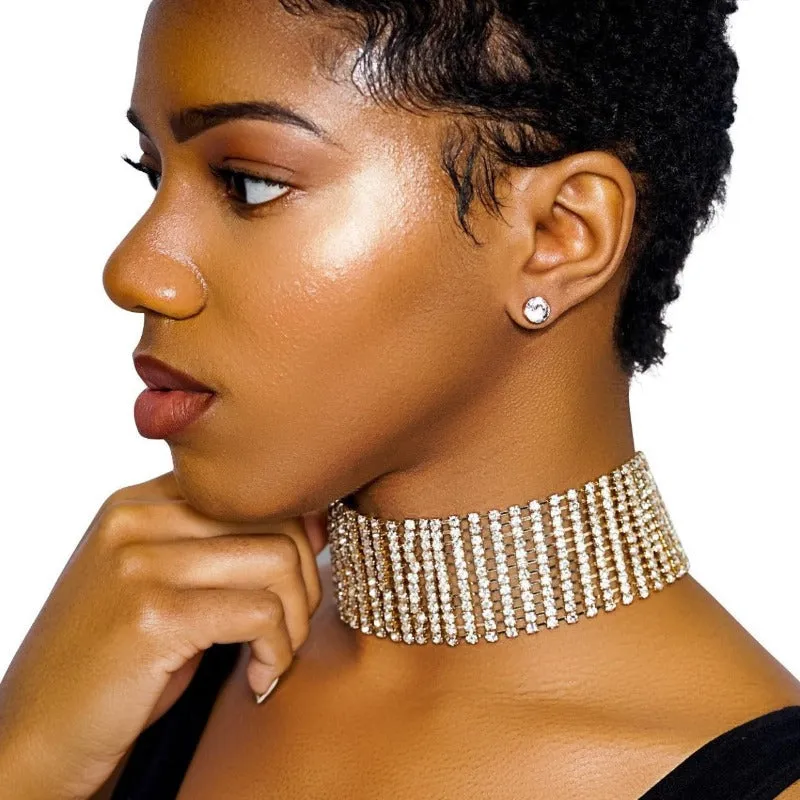 Alyssa rhinestone choker and earring set