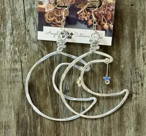Angela Catirina Jones Large Moon with Dangle Star Earrings