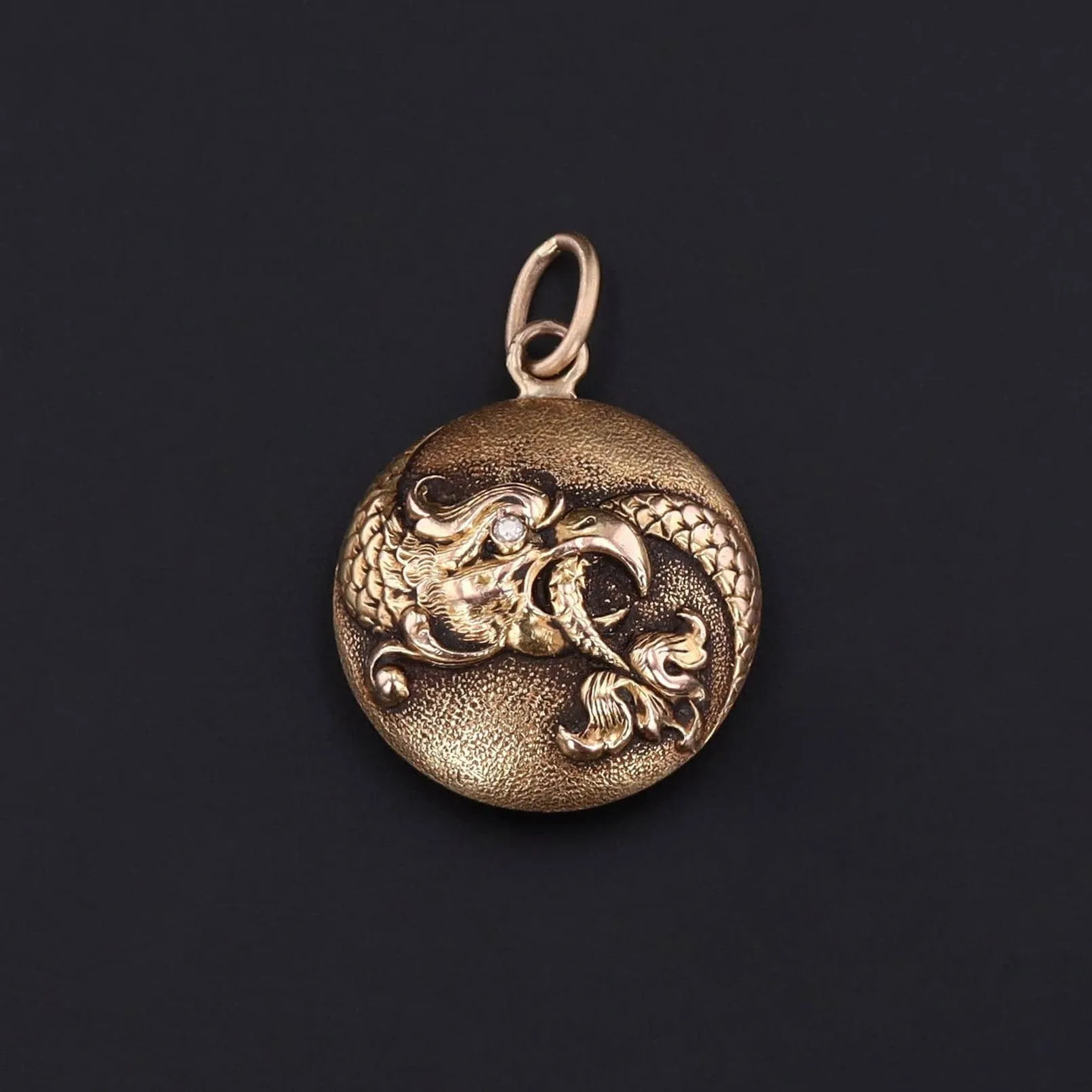 Antique Basilisk Conversion Charm of 14k Gold