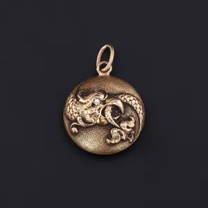 Antique Basilisk Conversion Charm of 14k Gold