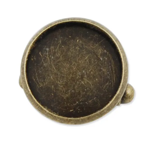 Antique Bronze Plated Cufflink Blanks with round bezel setting match 14mm cabochon
