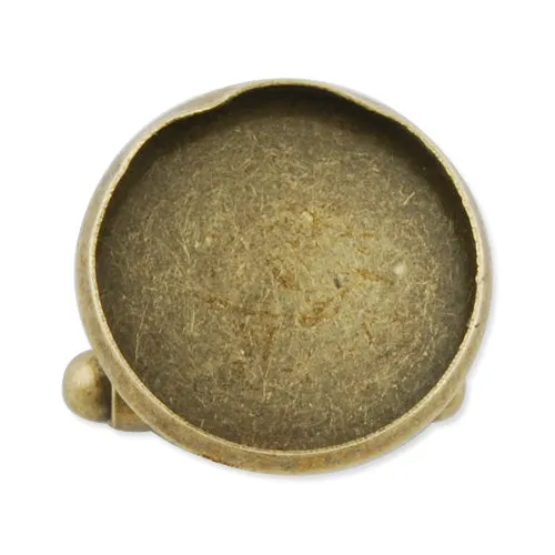 Antique Bronze Plated Cufflink Blanks with round bezel setting match 16mm cabochon
