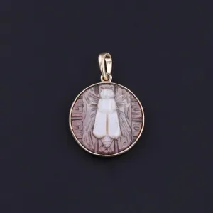 Antique Carved Mother of Pearl Fly Pendant
