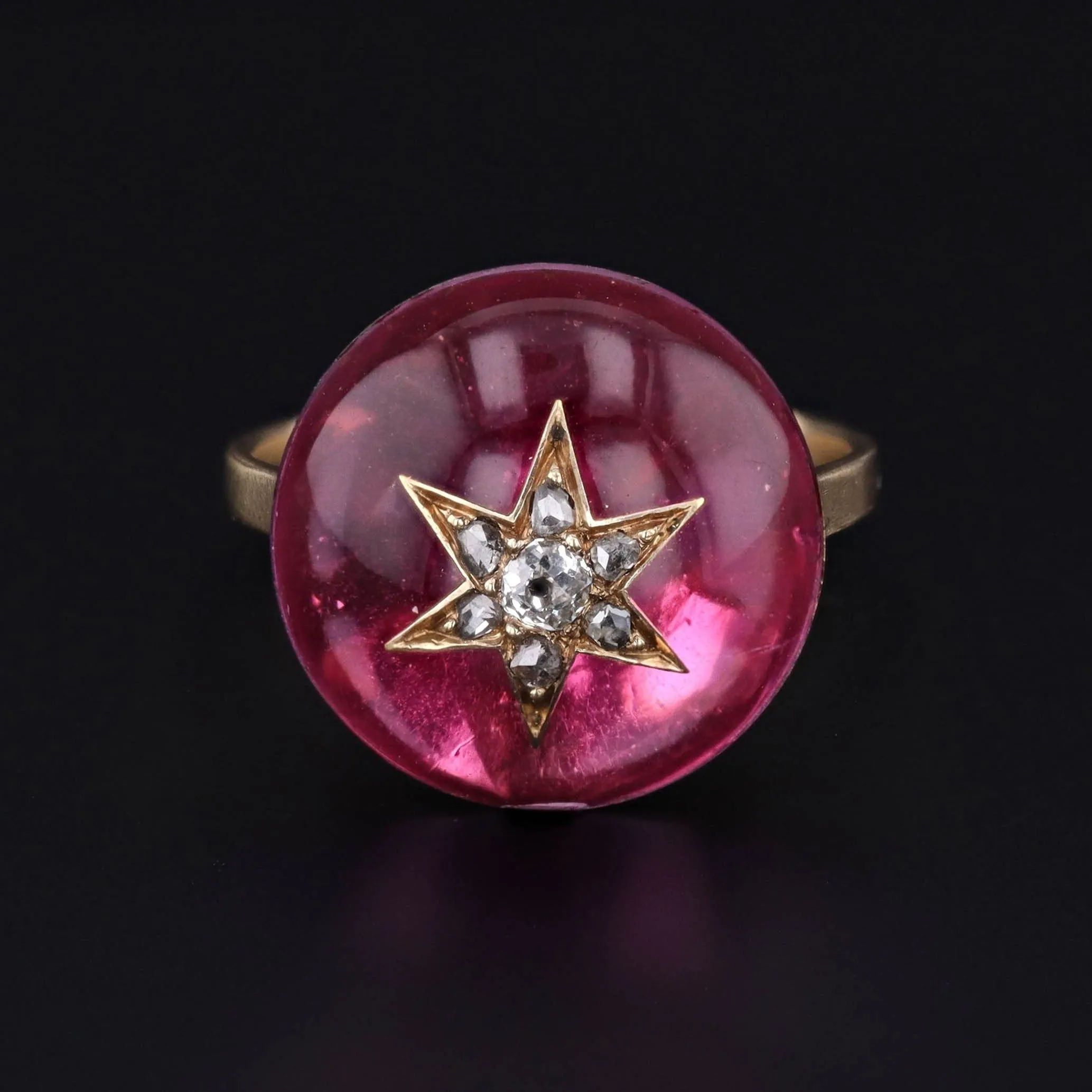Antique Diamond Star Ring | Foil Backed Quartz & Diamond Ring