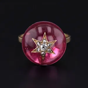 Antique Diamond Star Ring | Foil Backed Quartz & Diamond Ring