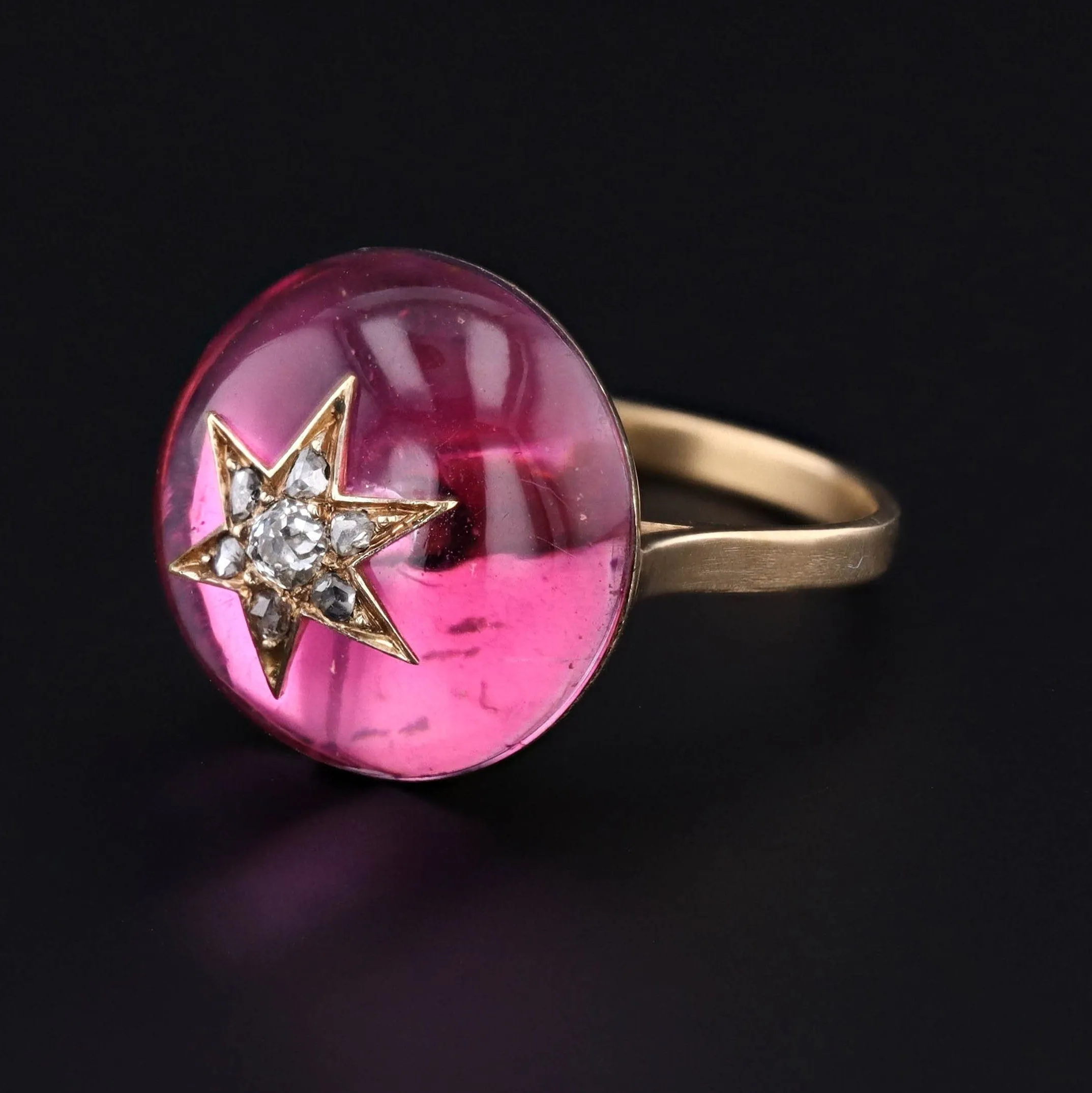 Antique Diamond Star Ring | Foil Backed Quartz & Diamond Ring