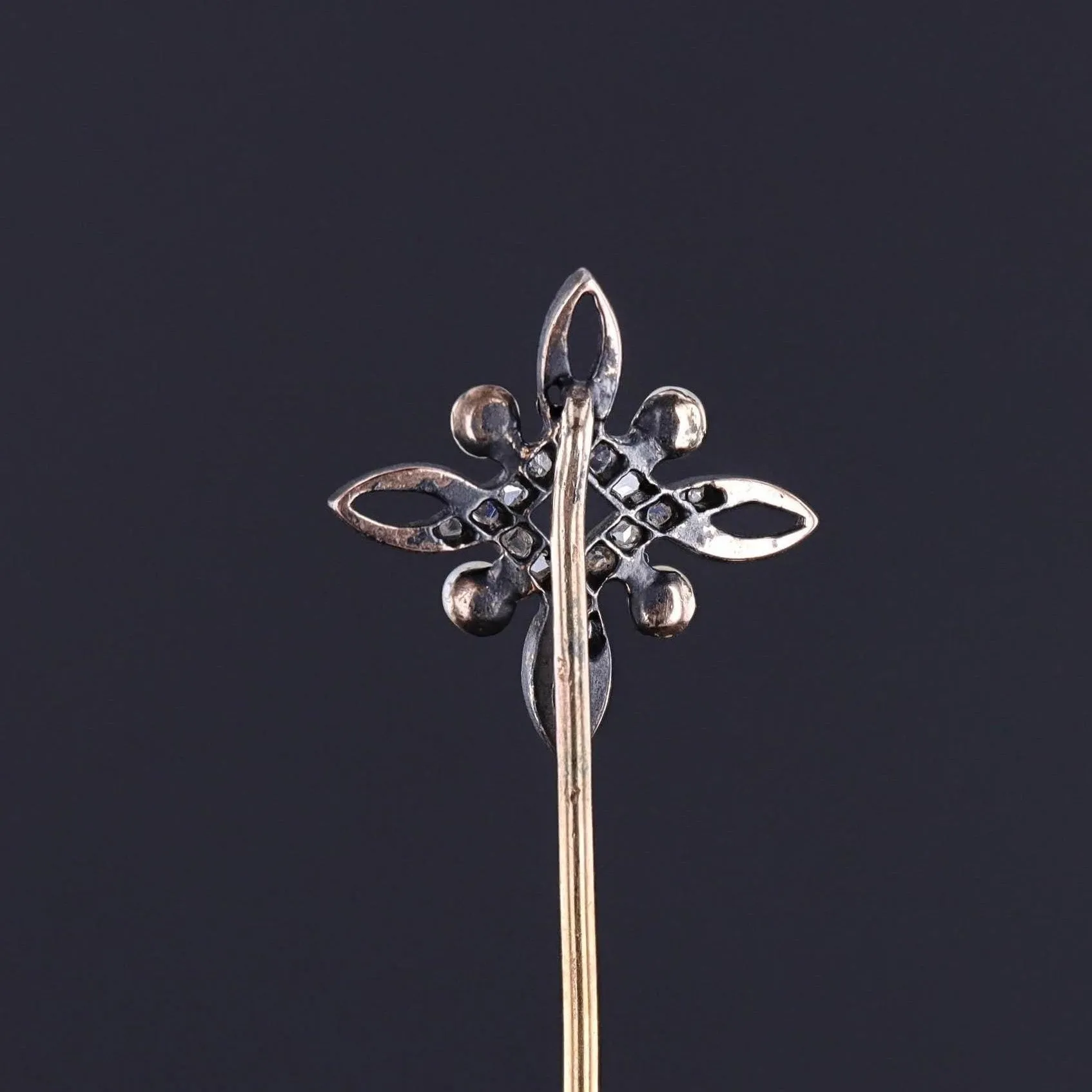 Antique Diamond Stickpin of Silver & 18k Gold