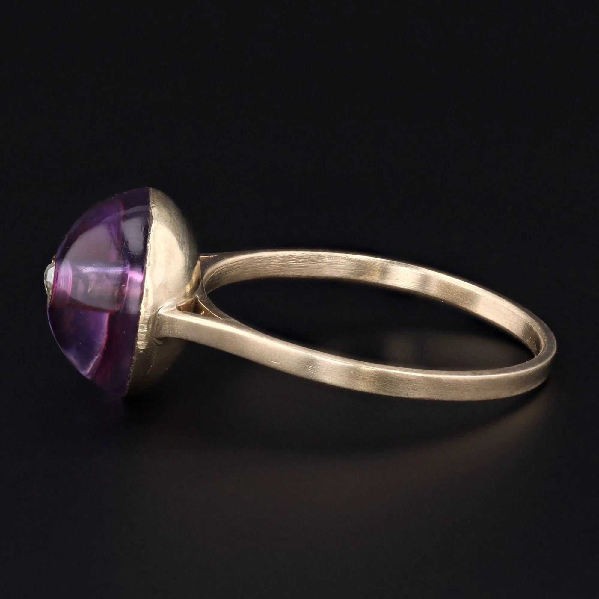 Antique Domed Foil Backed Quartz Conversion Ring of 14k Gold