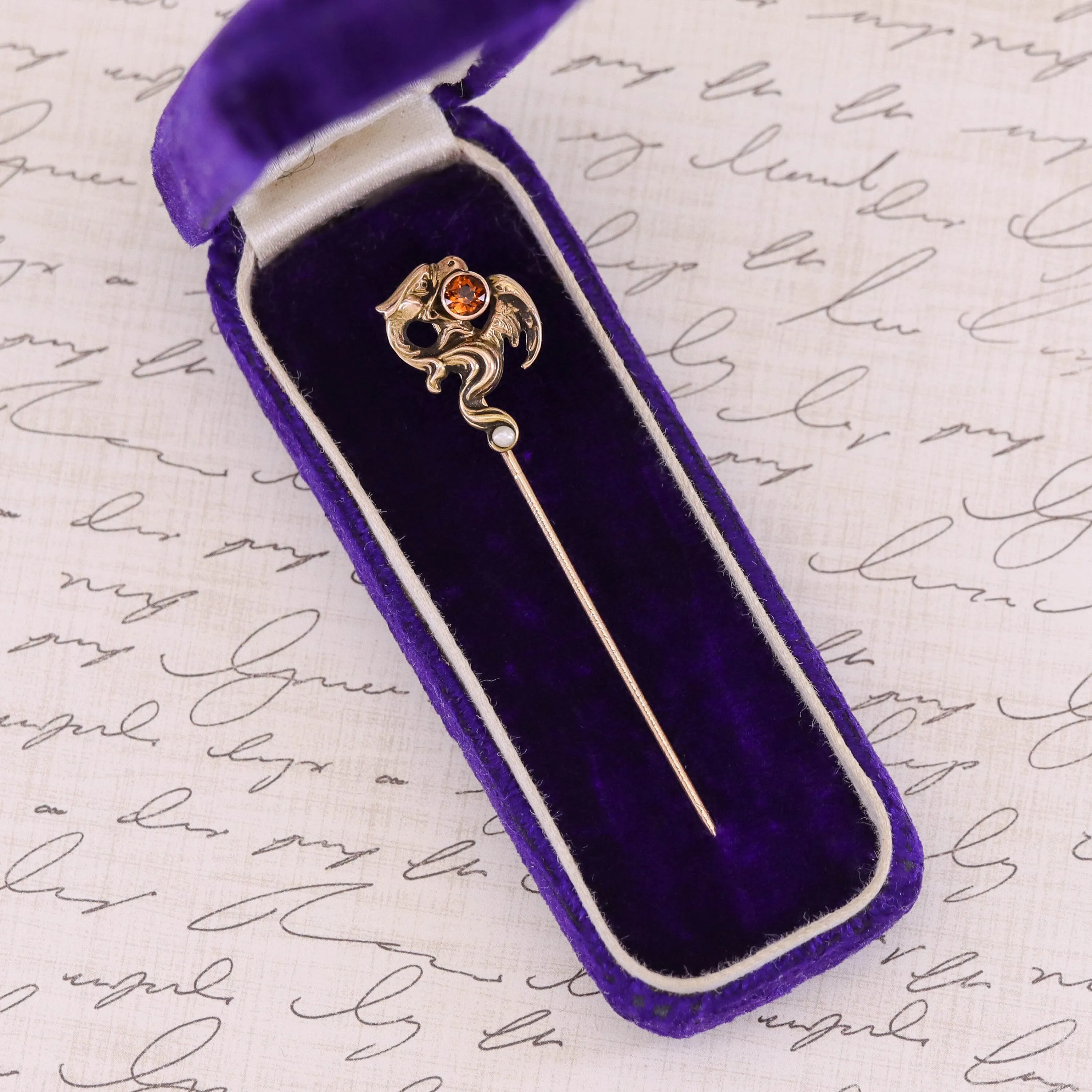 Antique Dragon Stickpin of 10k Gold